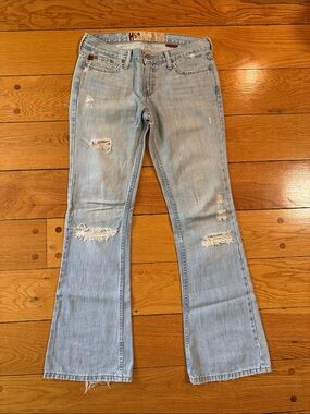 CO Light Blue Distressed Flare Jeans